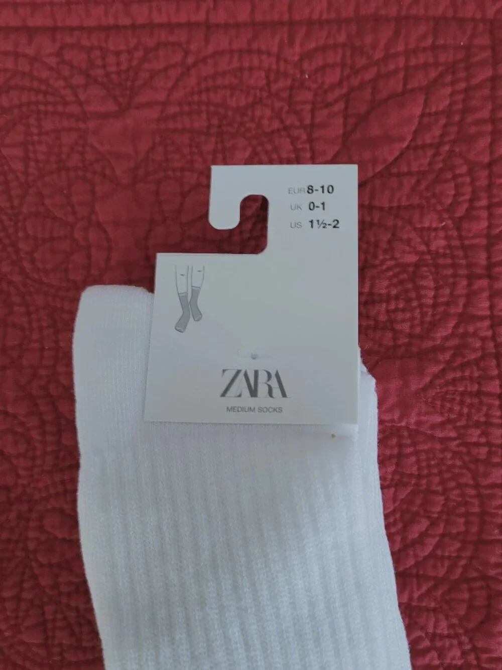 Zara NWT 3-Pack Florescent Striped White Tube Socks 1 1/2 - 2